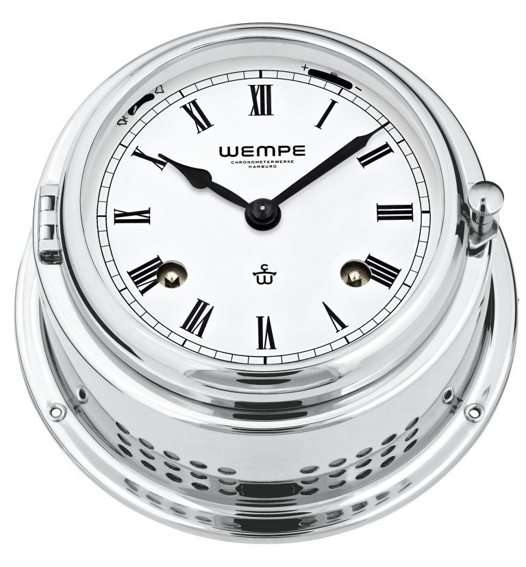 Wempe Ship Clock Bremen II Chromeplated Brass Roman Numerals ARC Marine