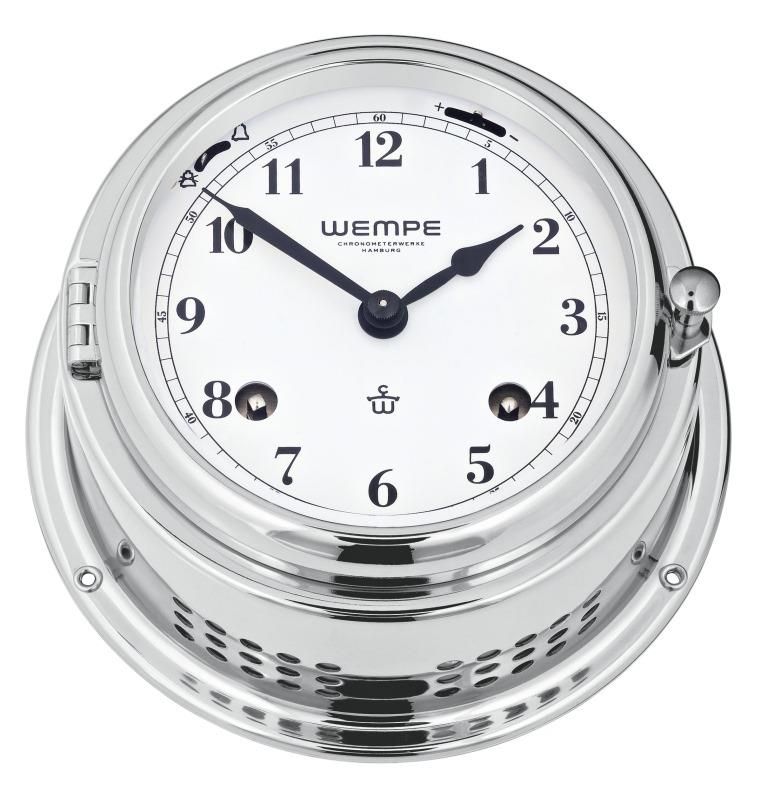 Ship clock Bremen II Chrome-plated Brass Arabic Numerals Mechanical