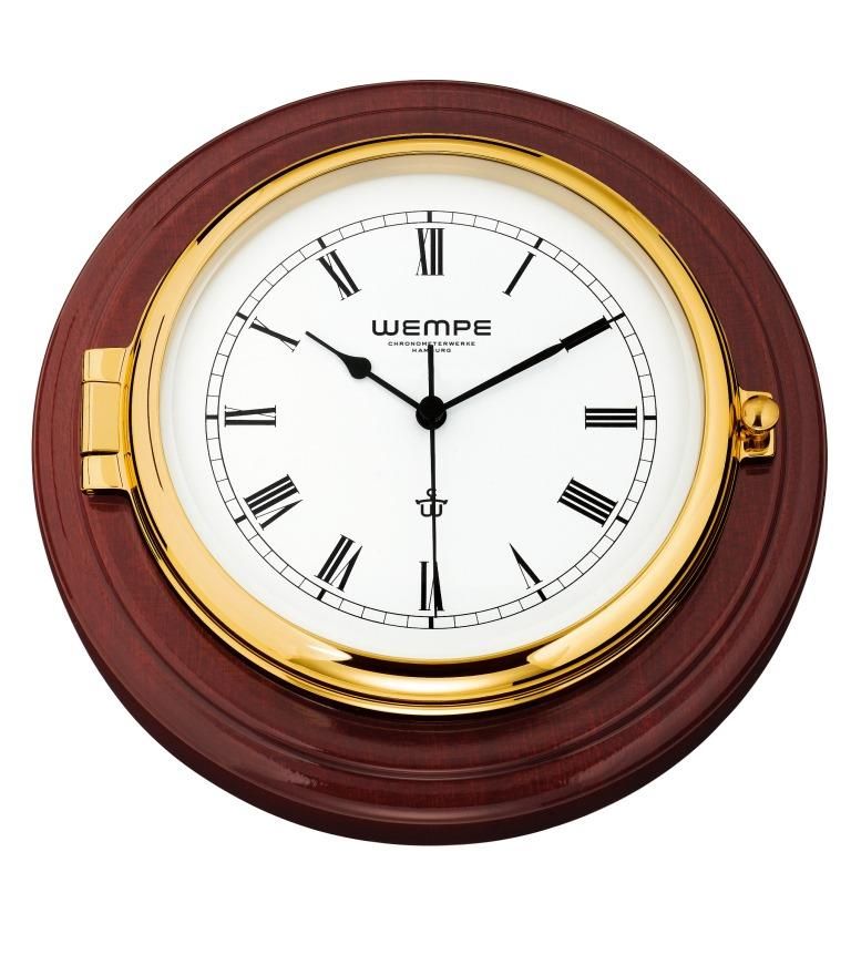 Skipper Roman Ship's Clock - Mahogany / Brass
