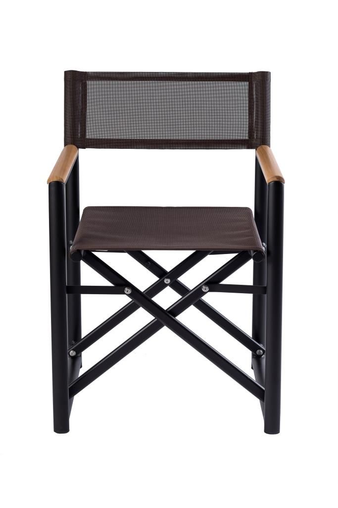 Regisseursstoel mokka Victor met teak armleuning