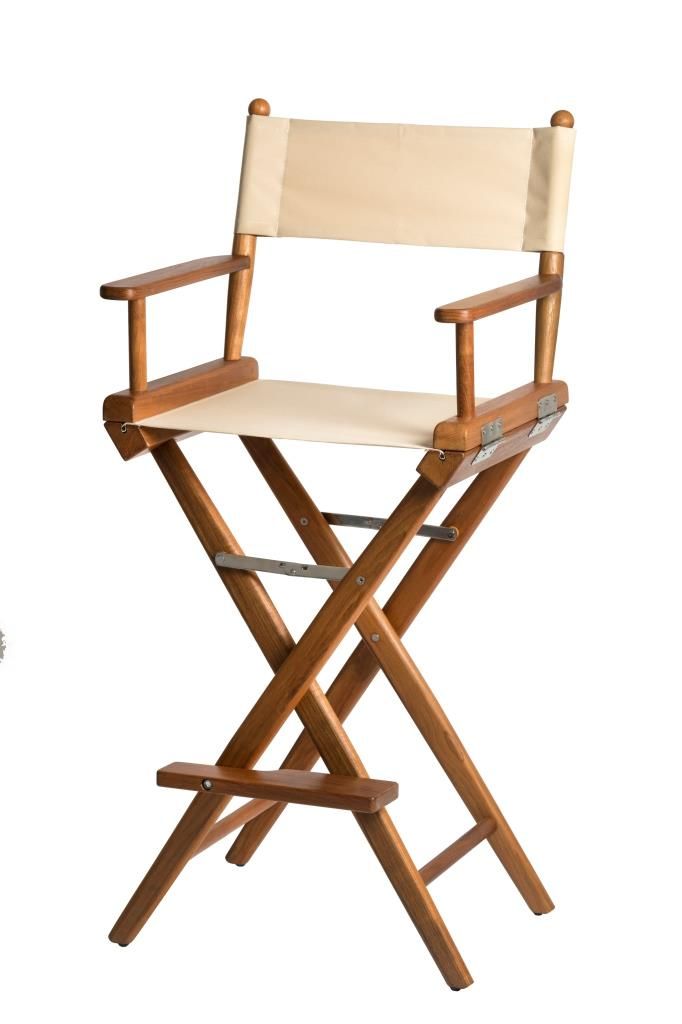 Hoge regisseursstoel beige canvas