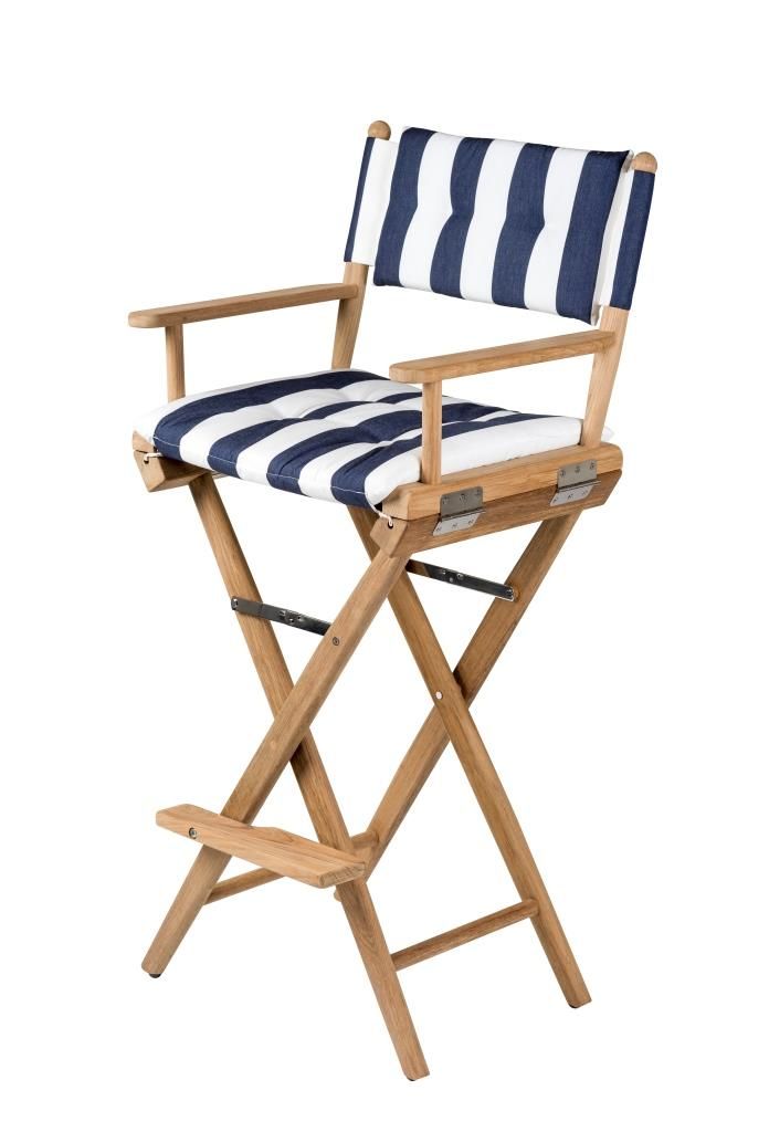 Hoge regisseursstoel navy/wit deluxe