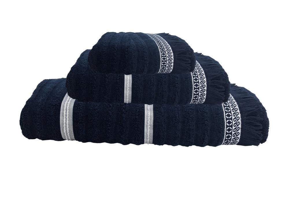 Santorini Handdoekset Waves navy blauw
