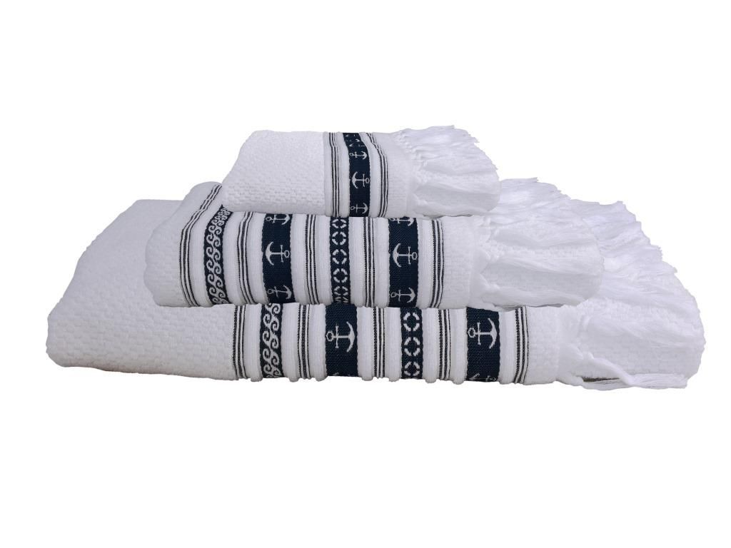 Santorini towel set Anchors white