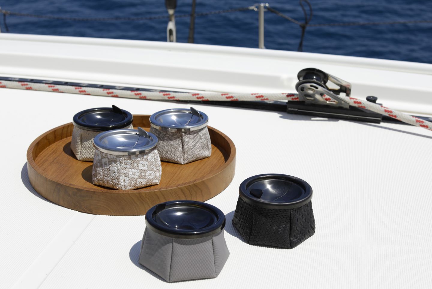 Marine Business Windproof Ashtray Rattan Beige ARC Marine