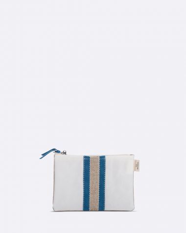 727 Sailbags Pochette Make Up Blue suede leather