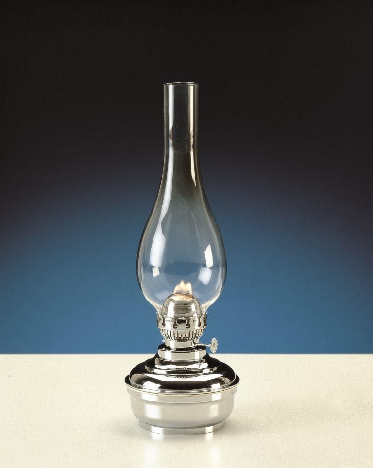 Oil table lamp, chromed brass