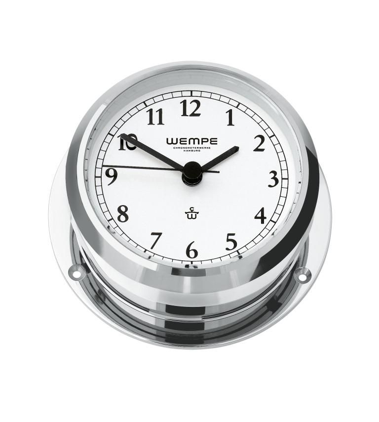 Ship's clock Pirat II Chrome Plated Brass Arabic Numerals