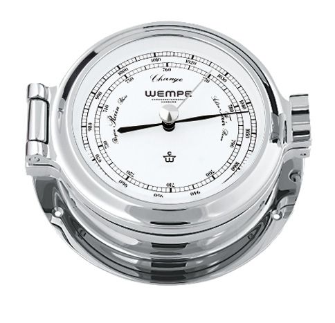 Barometer Nautik Verchroomd Messing Witte Wijzerplaat