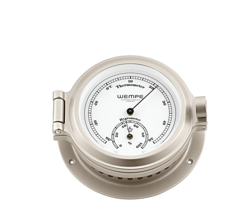 Thermo-/Hygrometer Nautik Vernikkeld Messing
